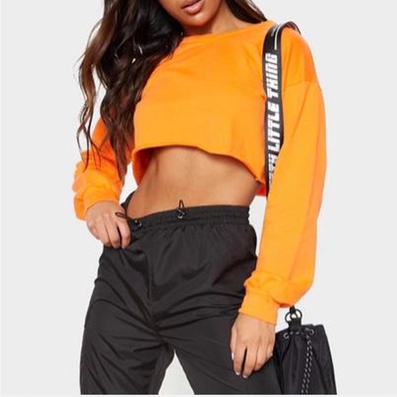 PrettyLittleThing Cropped Orange Long Sleeve - Picture 1 of 6